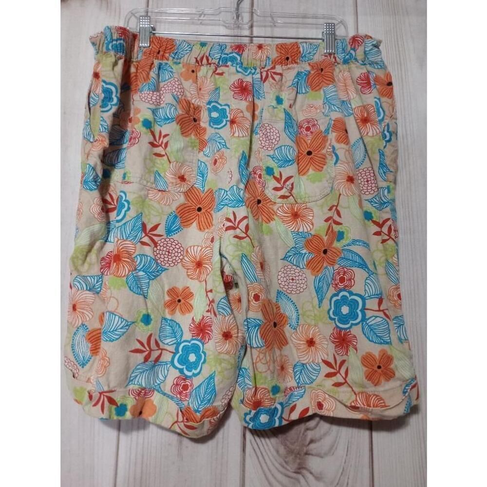 Just My Size Shorts Ladies 2x Floral Linen Blend Colorful - Picture 2 of 6